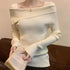 Solid Sexy Slim Off Shoulder Slash Neck Sweater Women Jumpers